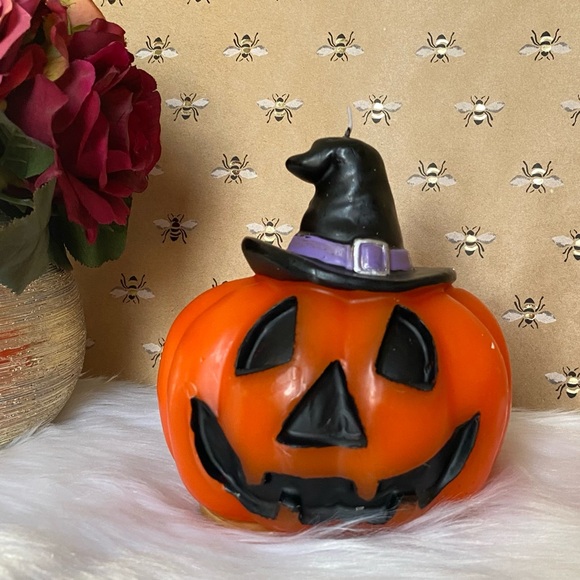 Moonlight Manor Jack O Lantern Candle With Witch Hat - Picture 1 of 9